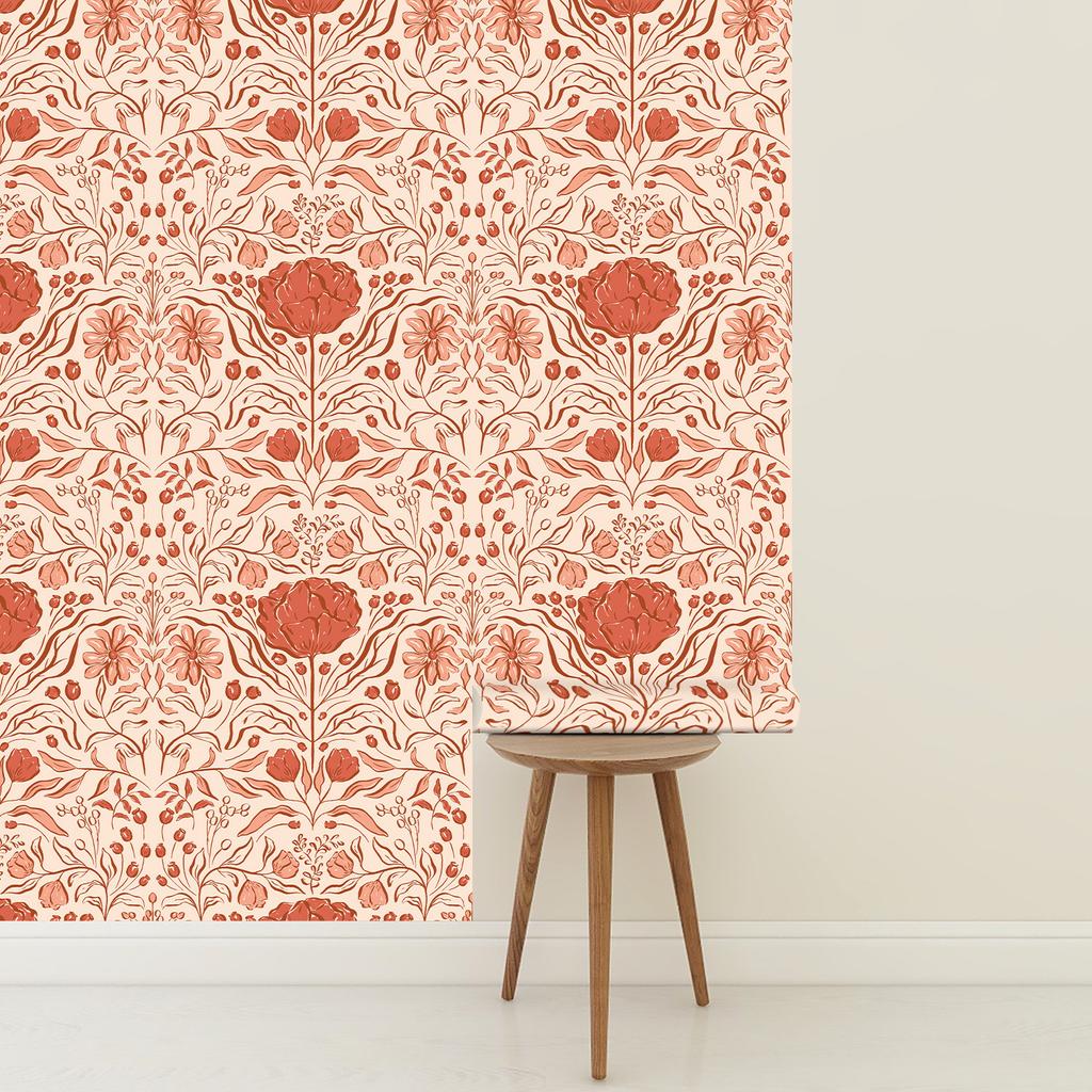 Elegante Blumen Abziehen und Aufkleben Tapete Selbstklebend Abnehmbare Kontaktpapier für Schrank Wohnzimmer Wanddekoration