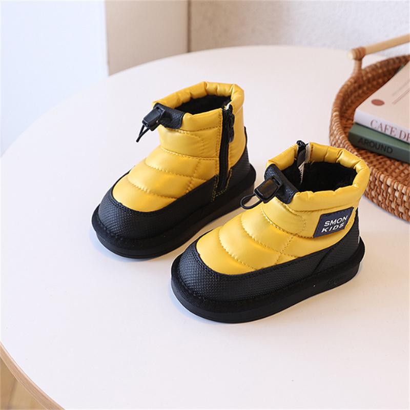 

Winter Children Snow Boots Waterproof Warm Fur Rubber Sole Non-slip Toddler Boys Girls Boots EU 21-30 21 жёлтый