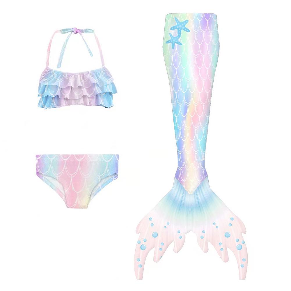 

Комплект купальника русалки из трех частей с хвостом – Высококачественное, стильное бикини для девочек 140