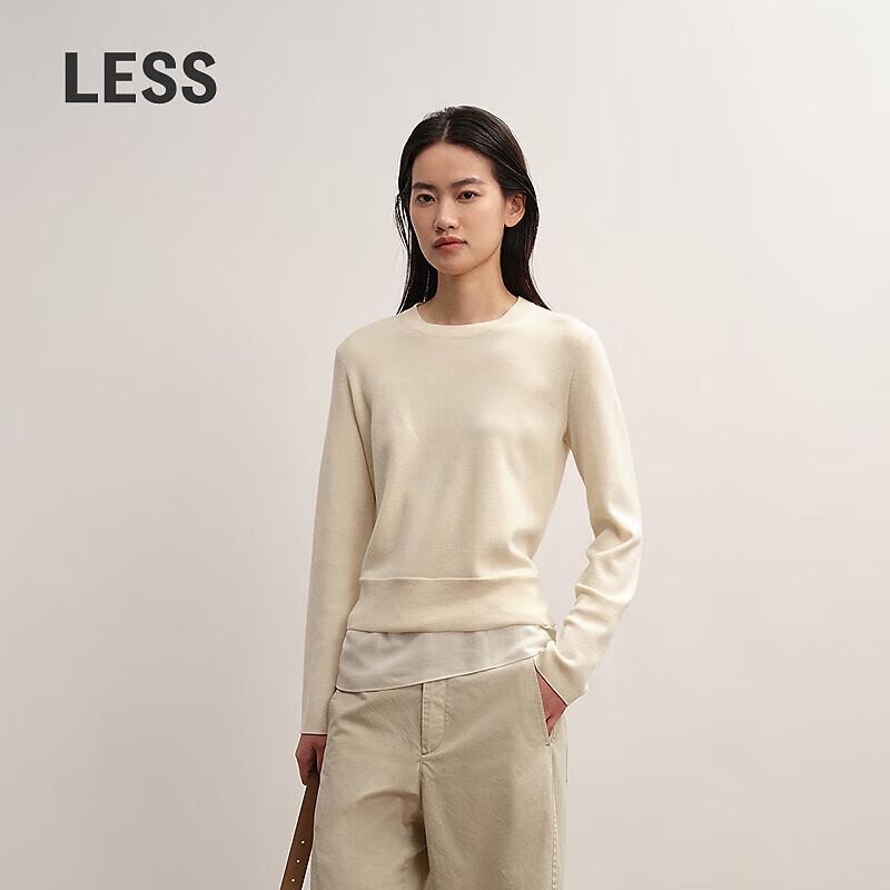 LESS 2025 Autumn H-shaped Round Neck Wool Cashmere Sweater
