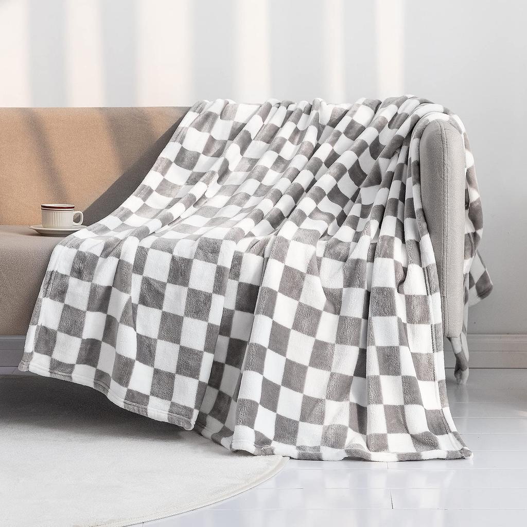Checker Board Lattice Throw Blanket, Blue, Yellow, Green Pattern for Kids, Boys, Girls, Bed, Couch, Sofa, Soft, Birthday Gift