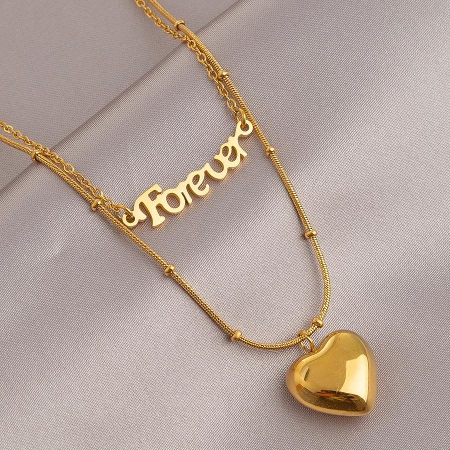 Double Layer Titanium Steel Heart Necklace - Minimalist Light Luxury Accessory