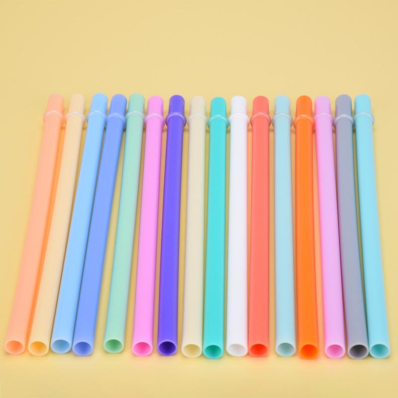 12Mm Aperture Straw Multi-Color Solid Color Plastic Cup Accessories Pp Straw Non-Disposable Straw With Ring