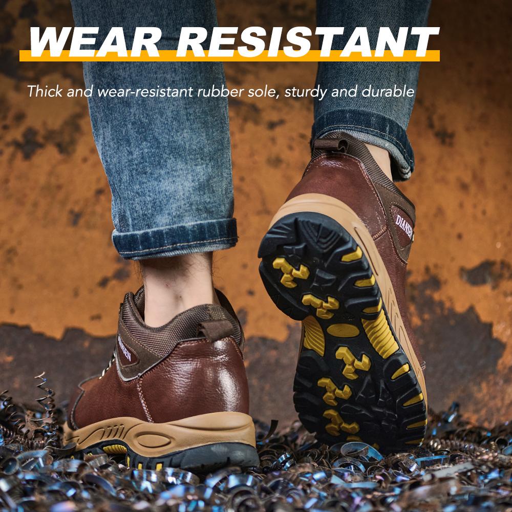 Rotary Buckle Men's Work Shoes Leather Warproof Protective Shoes Safety Industrial Puncture-Proof Anti-Smash Steel Toe Shoes
