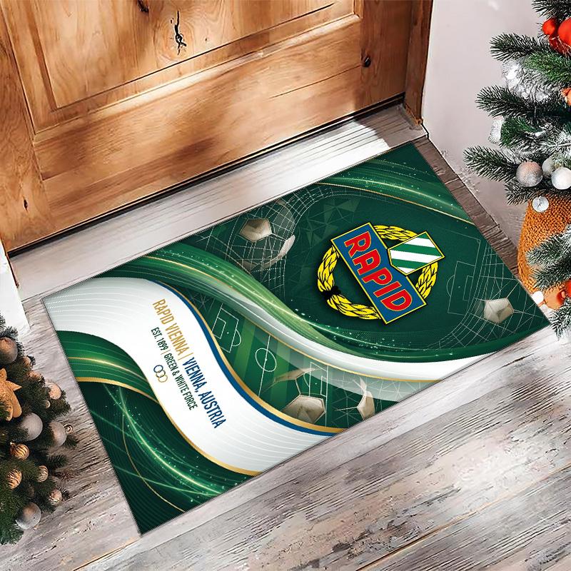 Rapid Wien FC Soccer Football Pattern Soft Area Rug Non Slip Indoor Floor Carpet Sports Decor Mat for Bedroom