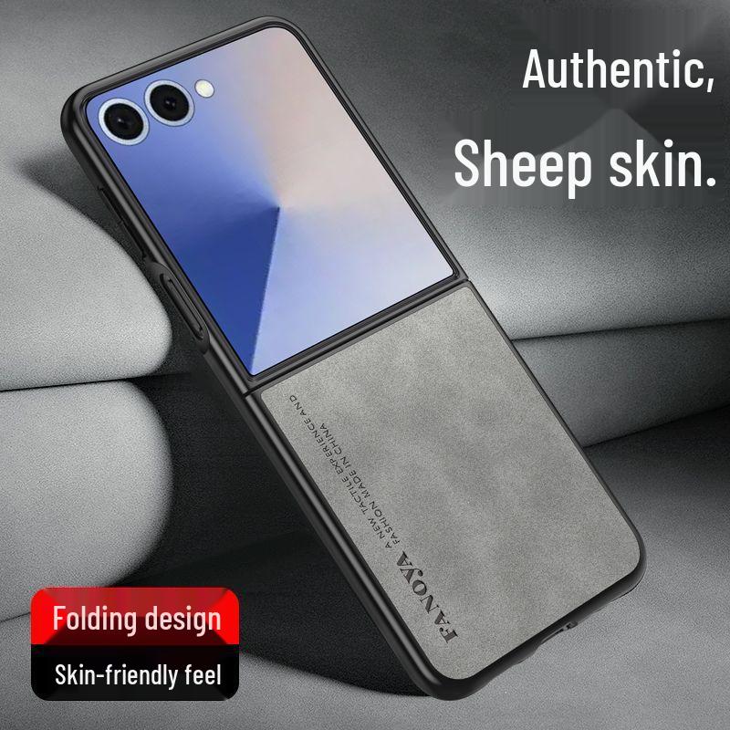 Samsung ZFlip7 Case: Ultra-Thin Lambskin Leather, Frosted Finish, Anti-Drop, Anti-Slip, for Foldable Screen.