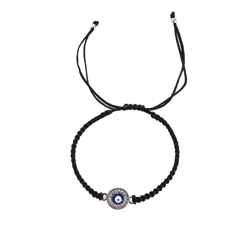 Hand-woven Red Rope Evil Eye Bracelet with Rhinestone Cross