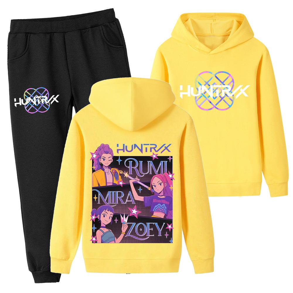 PB1225-2 Kids Boys Girls Kpop Mira Zoey Rumi Double-sided Print Long Sleeves Hoodie Pants Trousers Clothes Sets