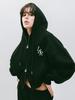 Lossyrow [Fleece]Lossy Big Logo Crop Hood Zip-Up Black
