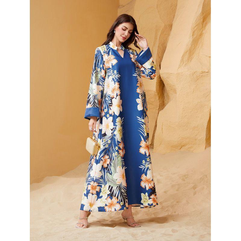 2025 Women clothes Indonesia Beads Hot Drilling Positioning Print Plus size Robe Dubai Arab Dress Dress