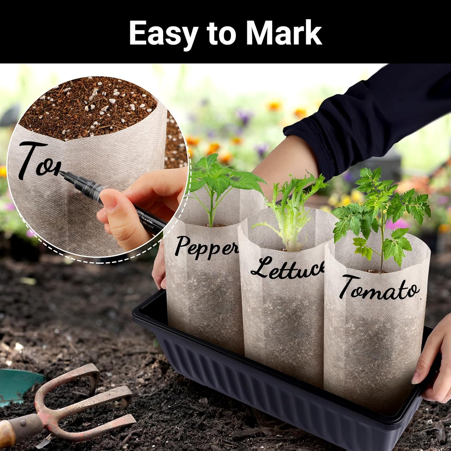 

100 штук Биоразлагаемые нетканые мешки для выращивания рассады 9*11cm 100pcs белый