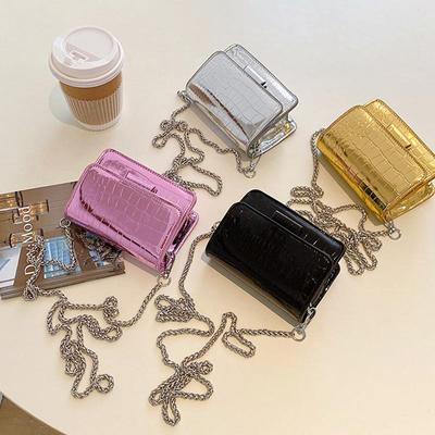 Women Shoulder Handbags Crocodile Pattern PU Leather Trend Designer Chain Hasp Bags Coin Purse Mini Single Square Bag MIT