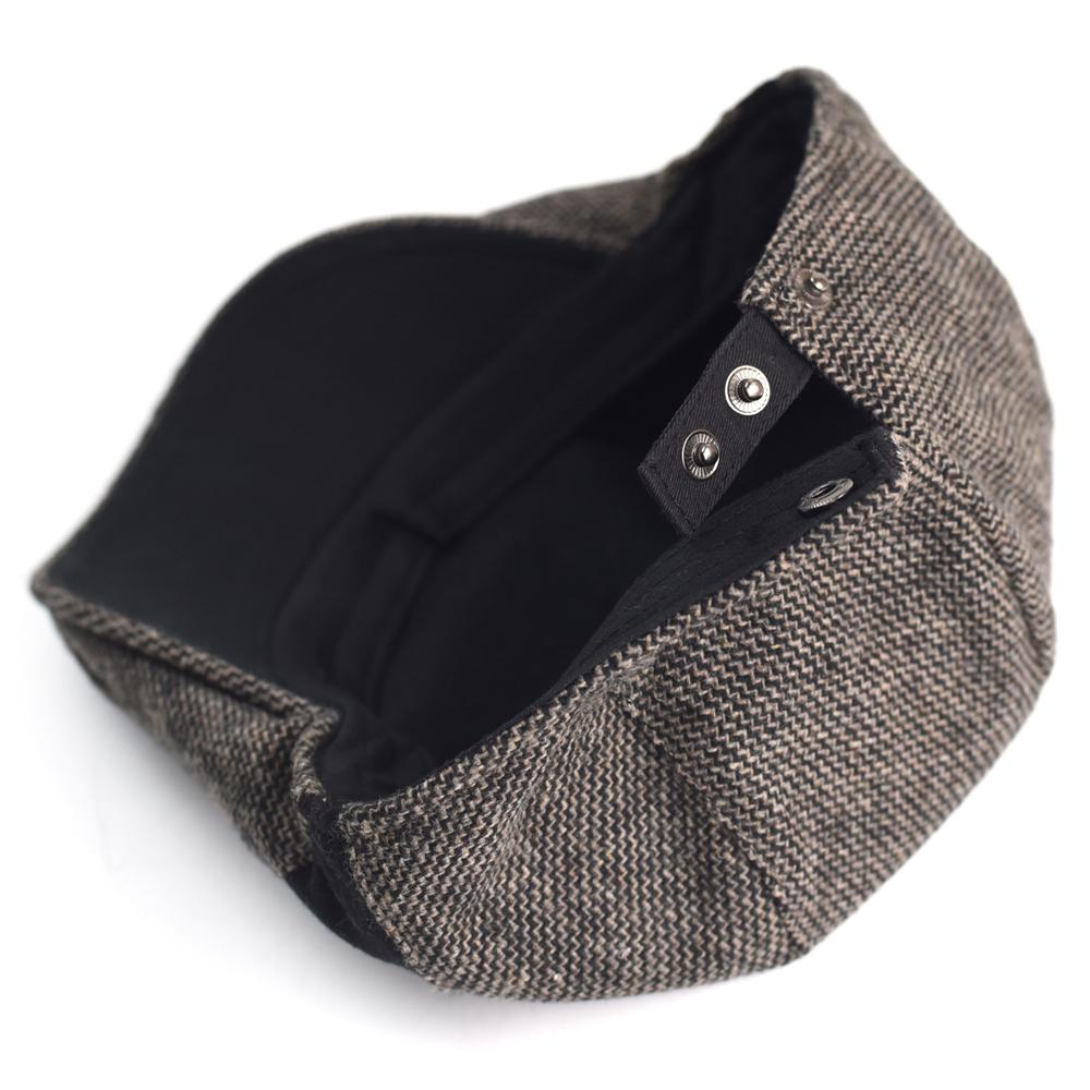 Newsboy Cap Men Winter Thick Warm Vintage Casual Stripe Berets Gatsby Flat Hat Peaked Cap Adjustable