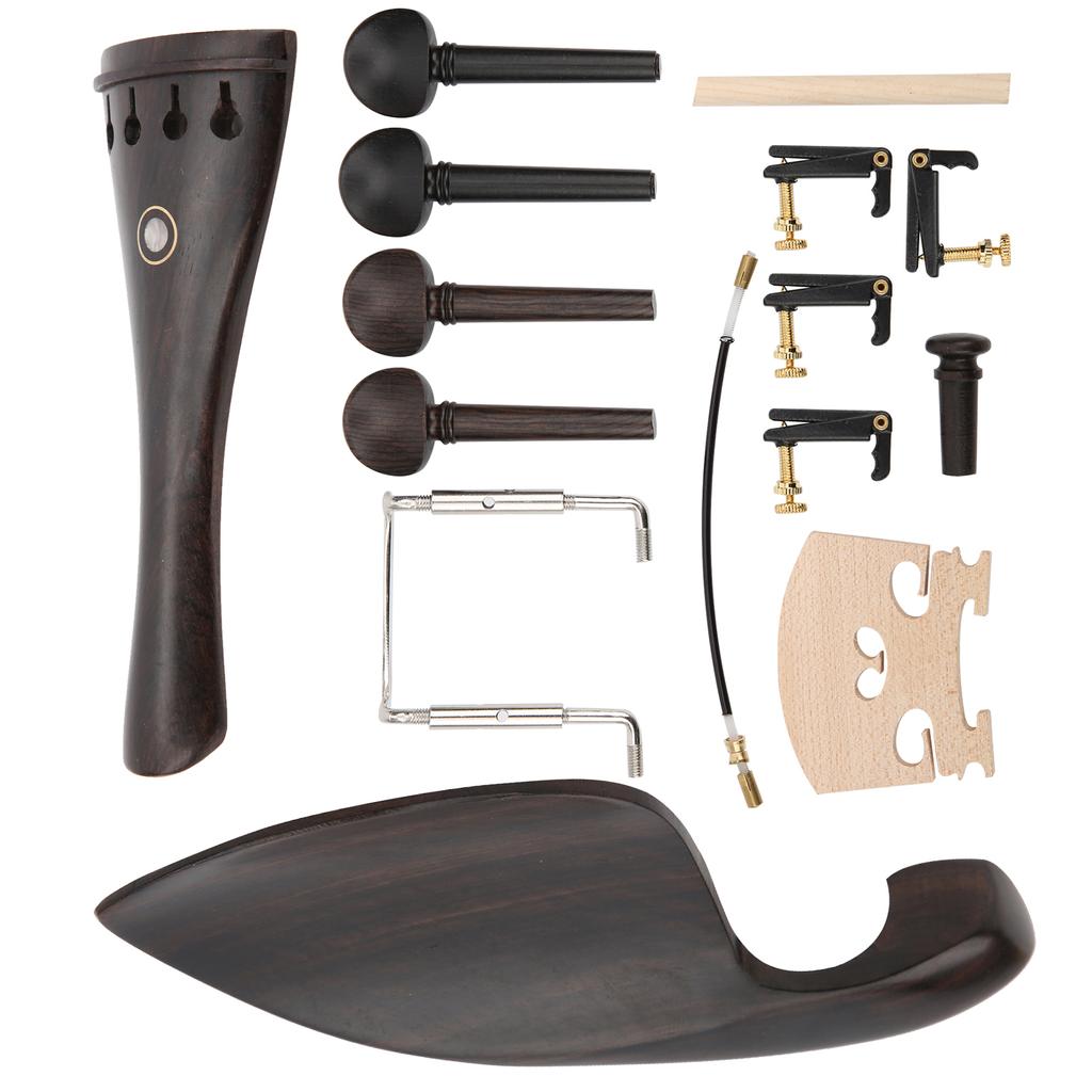 44 Violin Parts Tailpiece Ebony Tuning Pegs Chinrest Endpin Tuners Bridge Soundpost Kit