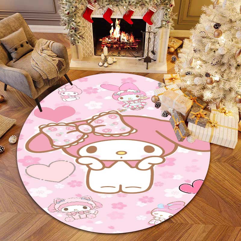This My Melody Cartoon Round Rug Can Be Used To Decorate Living Rooms, Bedrooms, Sofas, and Playrooms; It Is A Non-slip Rug.