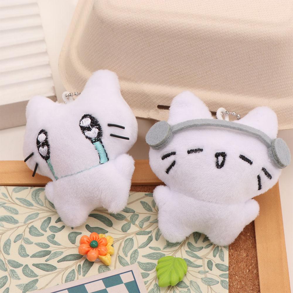 Cartoon Earphones Cat Pendant Bag Hanging Key Ring Cute Sad Cat Doll Keychain Unisex
