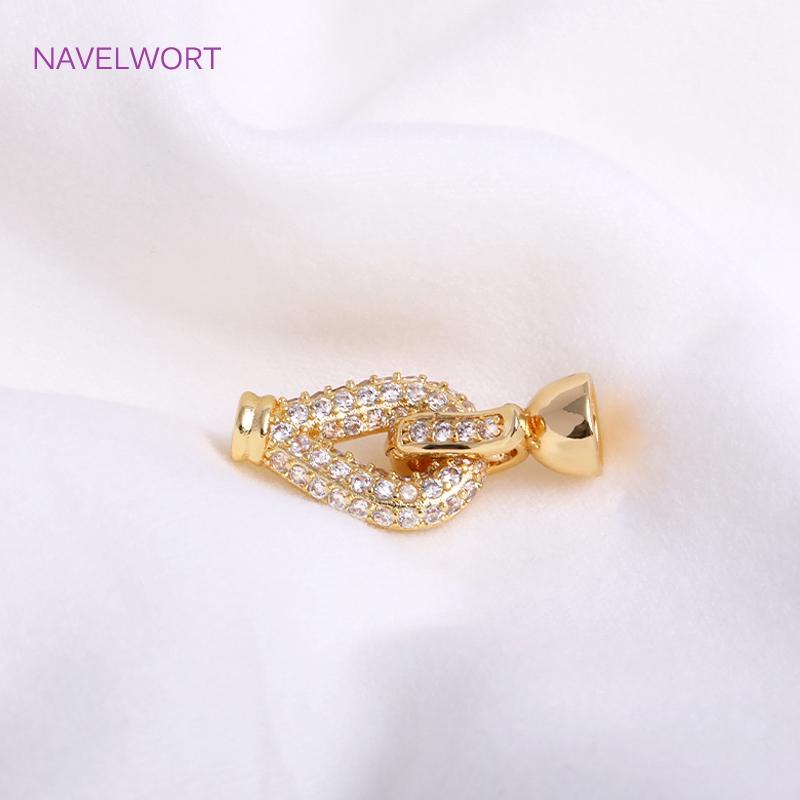 18K Gold Plated Teardrop Connector For Bracelet Making,Inlaid Zircon Pearl Clasps Fastener Accessory Parts Material Wholesale