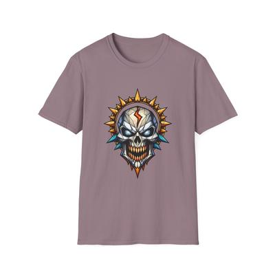 T-shirt Unisexe Softstyle Crâne Maléfique Halo Gothique Horreur Démon Art Sombre