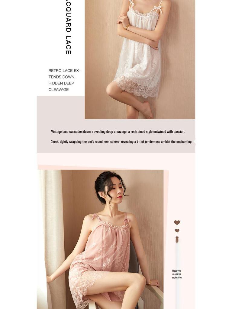 Seductive Backless Lace Camisole Nightgown
