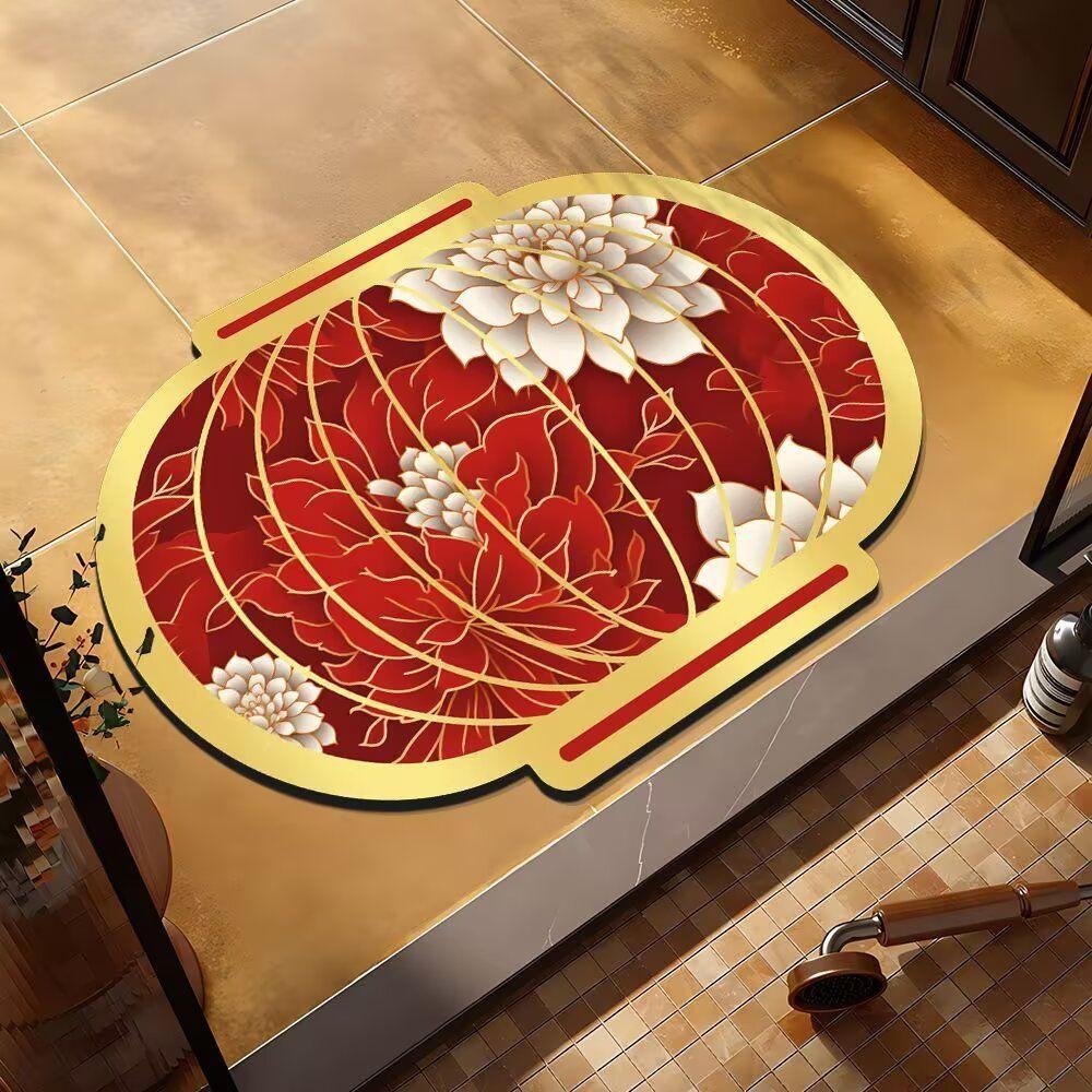 Bathroom door mat New Chinese style diatom mud suction toilet foot mat Entry door Lantern floor mat