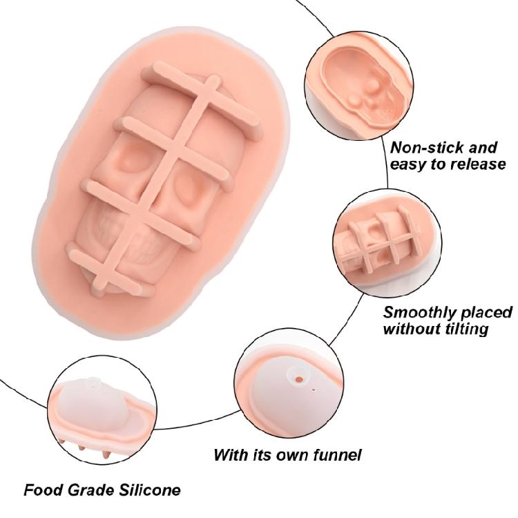 Innovative 3D Schädelkopf Form Eiswürfelform Lebensmittelqualität Silikonform für Einzigartige Getränkepräsentation Küchenwerkzeug
