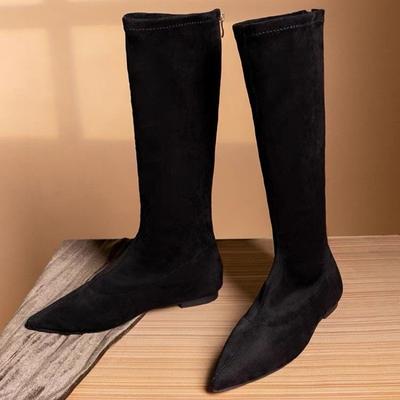 Ballerine Stivali Alti da Donna Punta Affusolata Scarpe in Camoscio Tendenza Inverno 2025 Scarpe Casual al Ginocchio da Passeggio Moda Antiscivolo Calde Botas Mujer