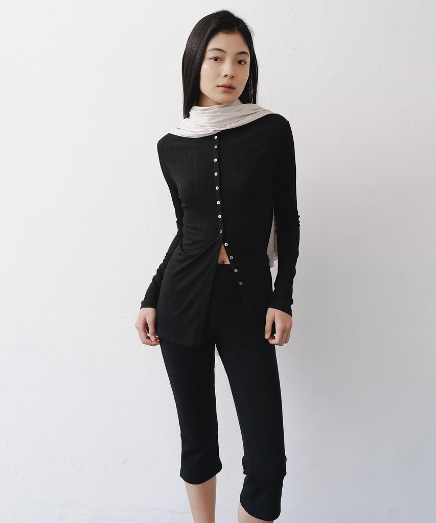 AFTERGLOWOOL Knit Capri Leggings Pants-Black