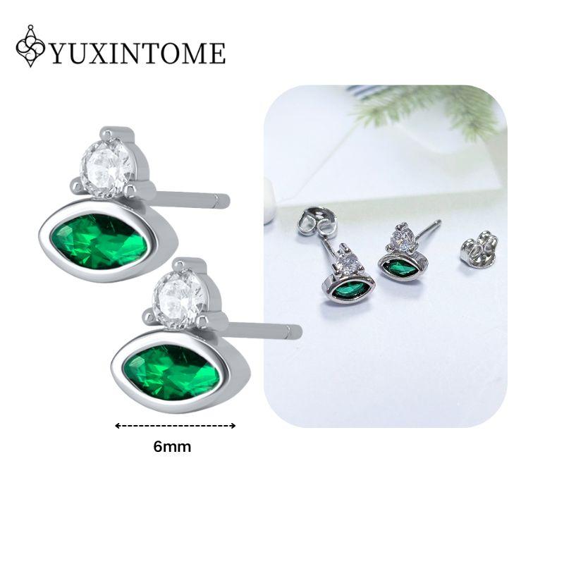 Turquoise 925 Silver Ear Needle Green Zircon vintage emerald Heart/Flower Pendant Hoop Earrings Fashion party Jewelry