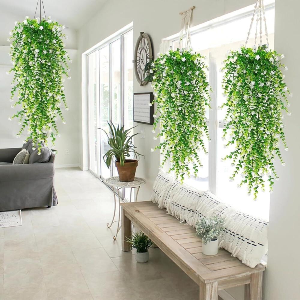 3Pcs Artificial Hanging Flower Fake Eucalyptus Plant Outdoor Home Garden Decor