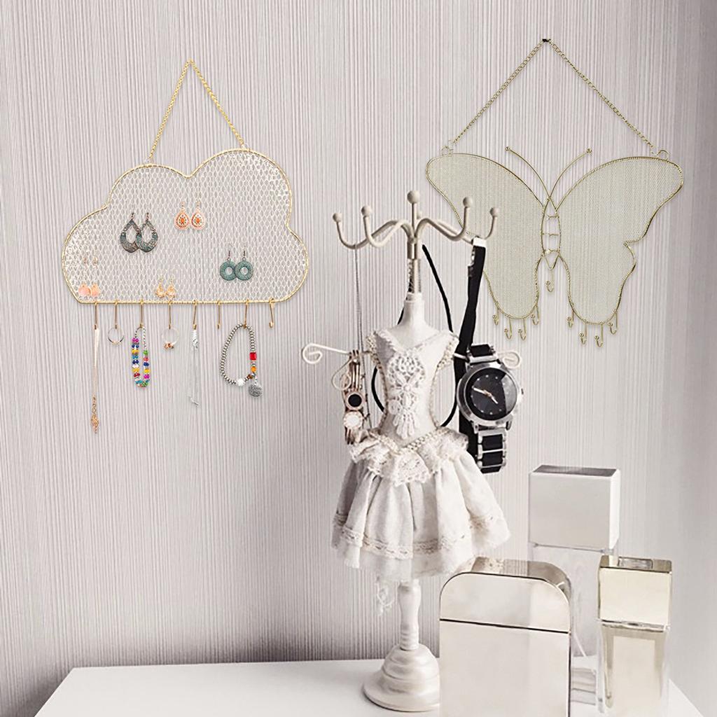 Hanging Jewelry Holder Wall Mounted Metal Mesh Jewelry Display Rack for Necklace Bracelet Earrings