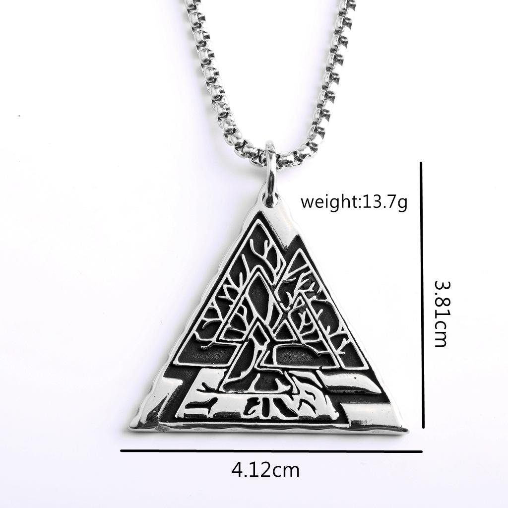Vintage Stainless Steel Unisex Single Side Triangle Tree of Life Pendant Necklace