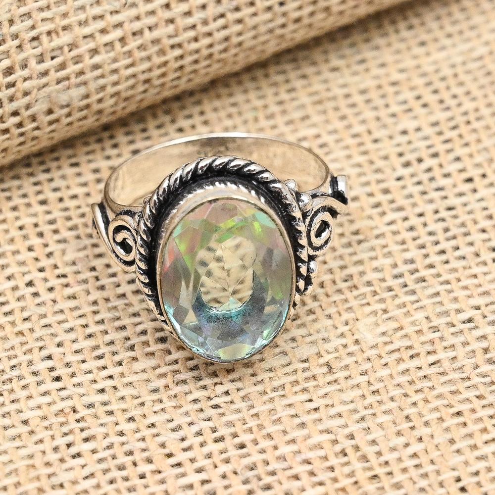 Rainbow Mystic Topaz Gemstone Handmade 925 Sterling Silver Jewelry Handmade Ring For Women