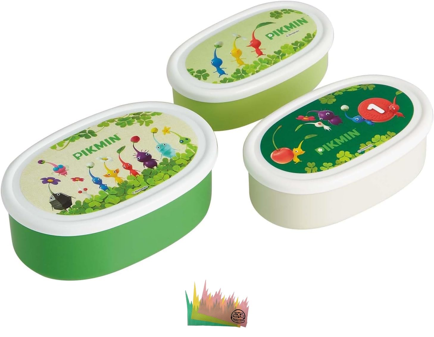 

Pikmin Lunch Sealable Set of Made in Top Container Middle Container Bottom Container Set Boxes, Containers, 3, Microwaveable, Japan, 180ml, 280ml, зелёный