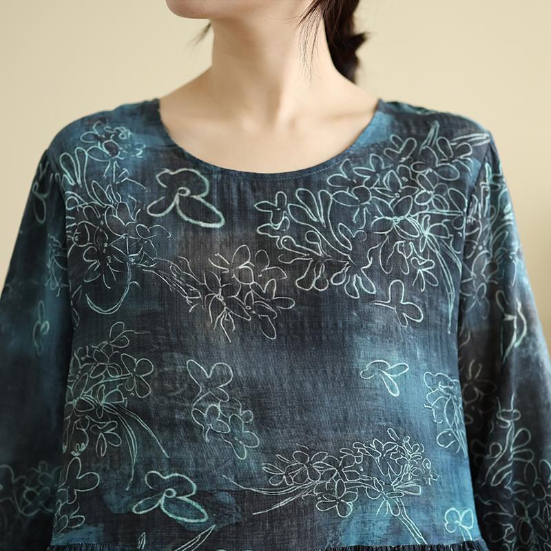 DIMANAF Neu 2025 Damen Übergröße Frühling Langes Kleid Locker Basic Vintage Oversize Langarm Maxi Floral