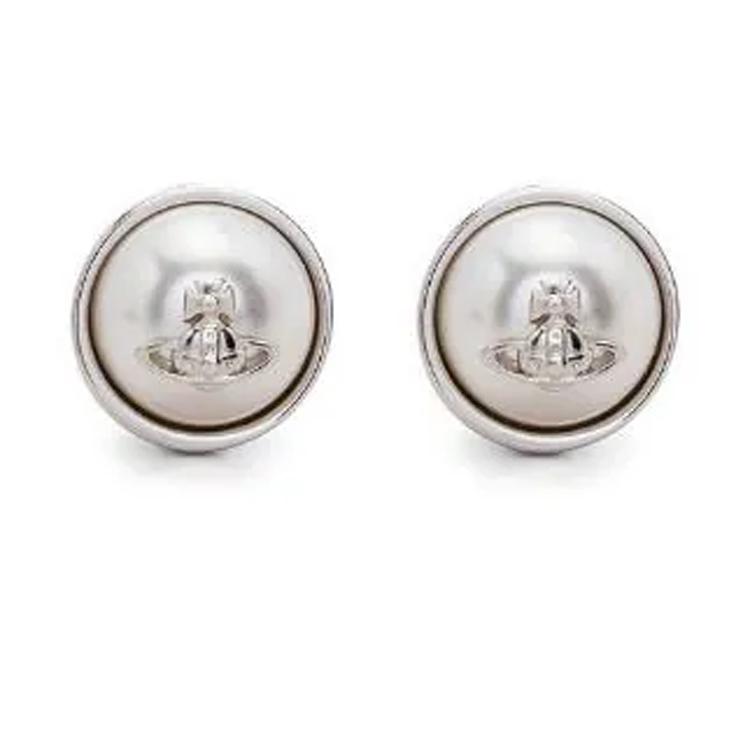 Vivienne Westwood Sculpted Logo Brass Earrings Women earrings Silver 6201005302P154SM Basic Packaging-Dust Bag+Box