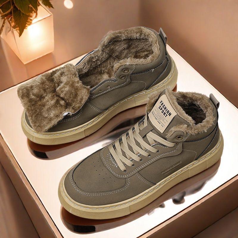 Pánské zateplené retro zimní tenisky s vysokým svrškem a sametovou podšívkou