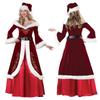 Christmas Eve Christmas Costume Burgundy Long Christmas Queen Performance Costume Parent-Child Clothing