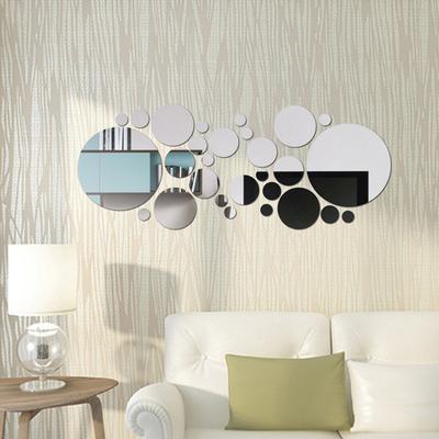 26 peças Adesivos de Parede Espelhados Circulares Acrílico Estereoscópico 3D Decoração de Parede