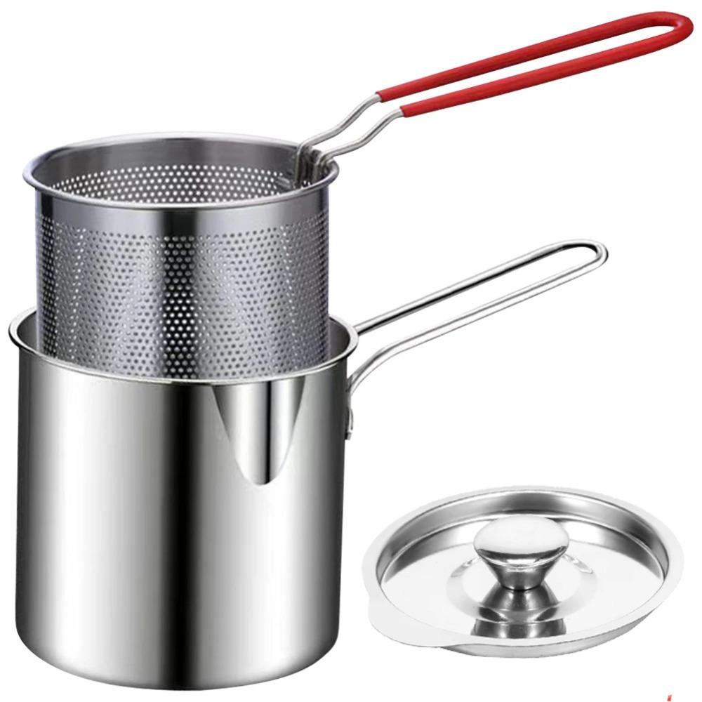 Stainless Steel Deep Frying Pot Detachable Handle Milk Warmer Pot Tempura Fryer Pan  French Fries