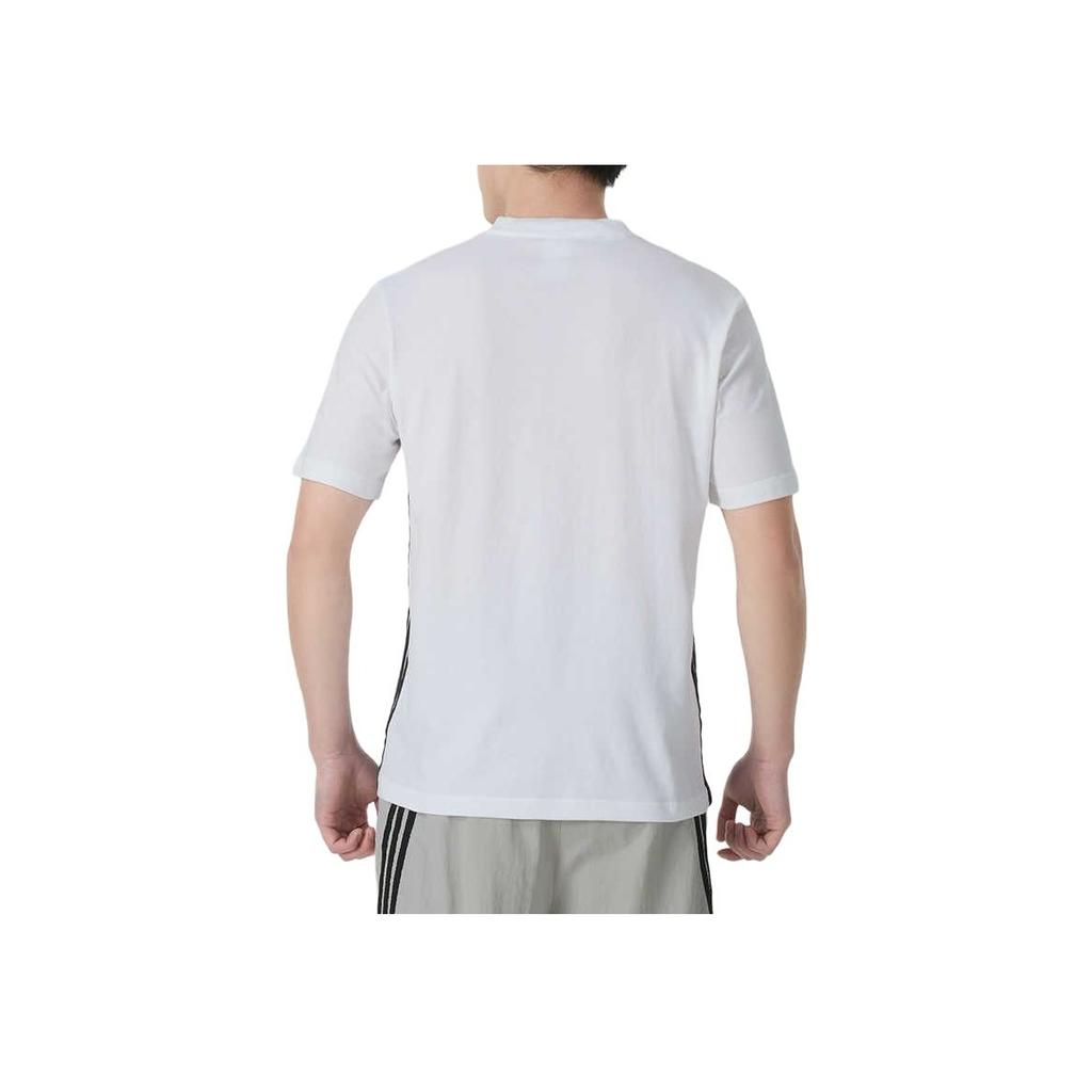 Adidas Essential Striped Crew Neck Logo Drop Shoulder Short Sleeve T-Shirt Men Tops White Black JY8563