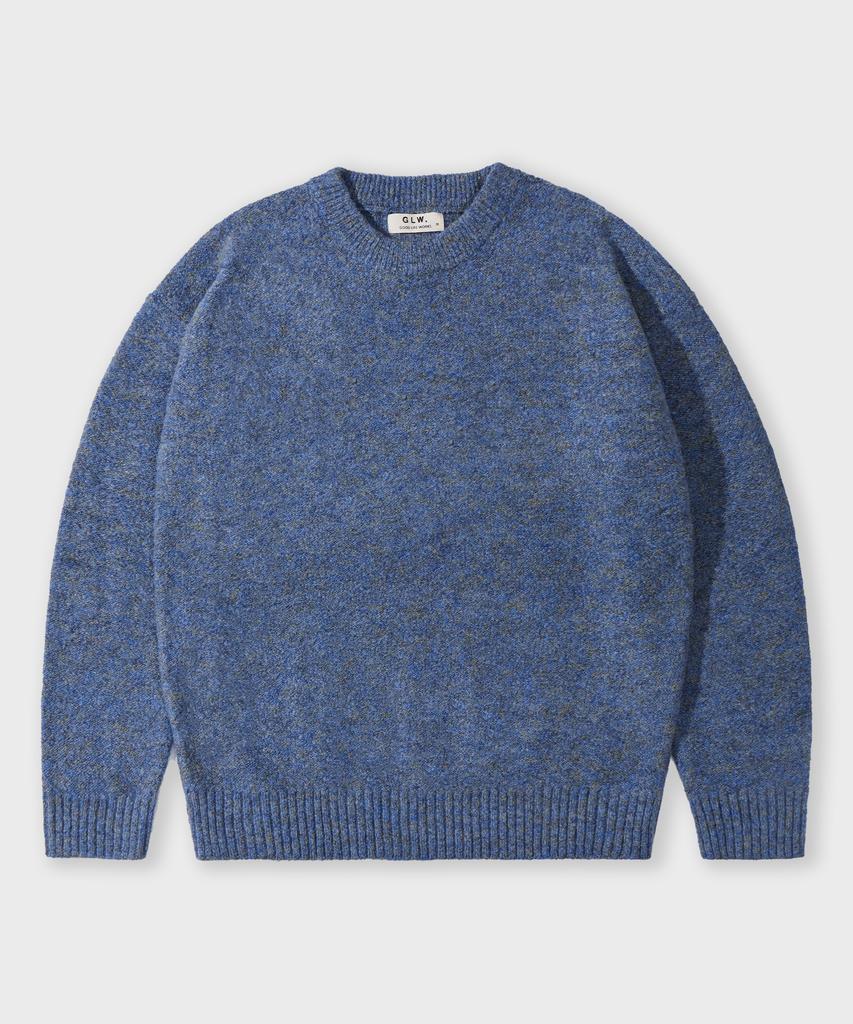 GLW Mild Heathered Crew Neck Sweater Oversized Knit Blue