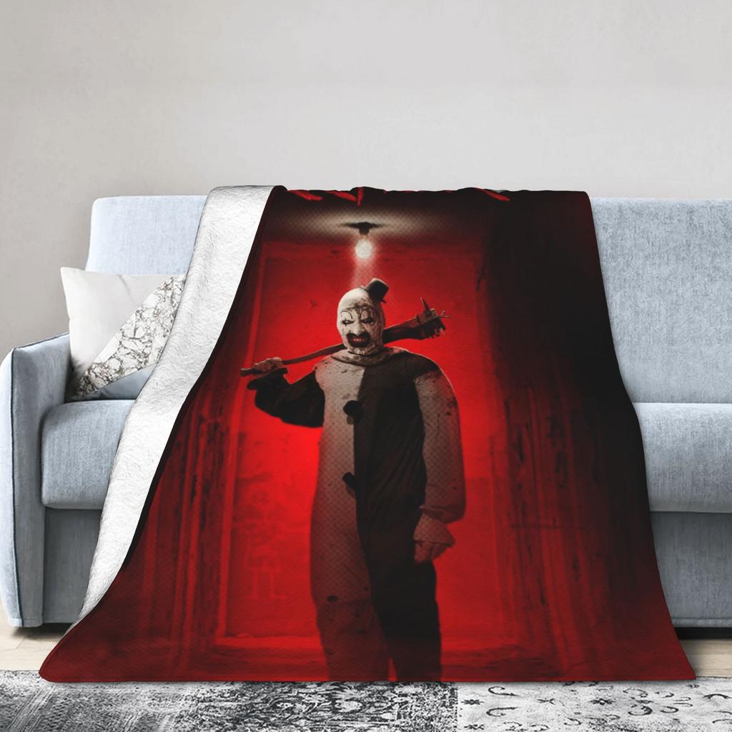 Terrifier Horror Film Blanket Quality Soft Warm Throw Blanket Winter Child Couch Chair Sofa Bed Novelty Bedspread