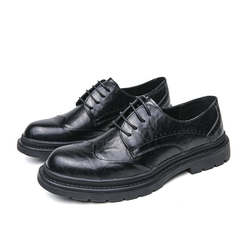 Men's British Style Business Casual Leather Shoes Fashion Trend Retro Lace-up Leather Shoes Groom Wedding Shoes