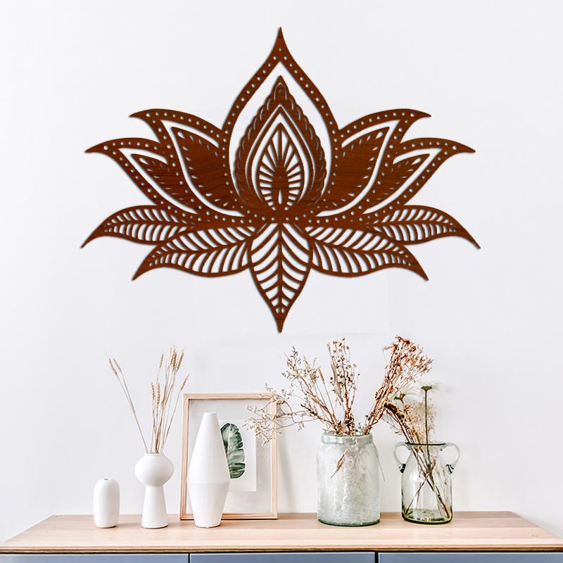 Mandala Wall Art Yoga Wooden Wall Art Peach Wood Hanging Sculpture Painting for Living Room Interior Painting Room Decoration