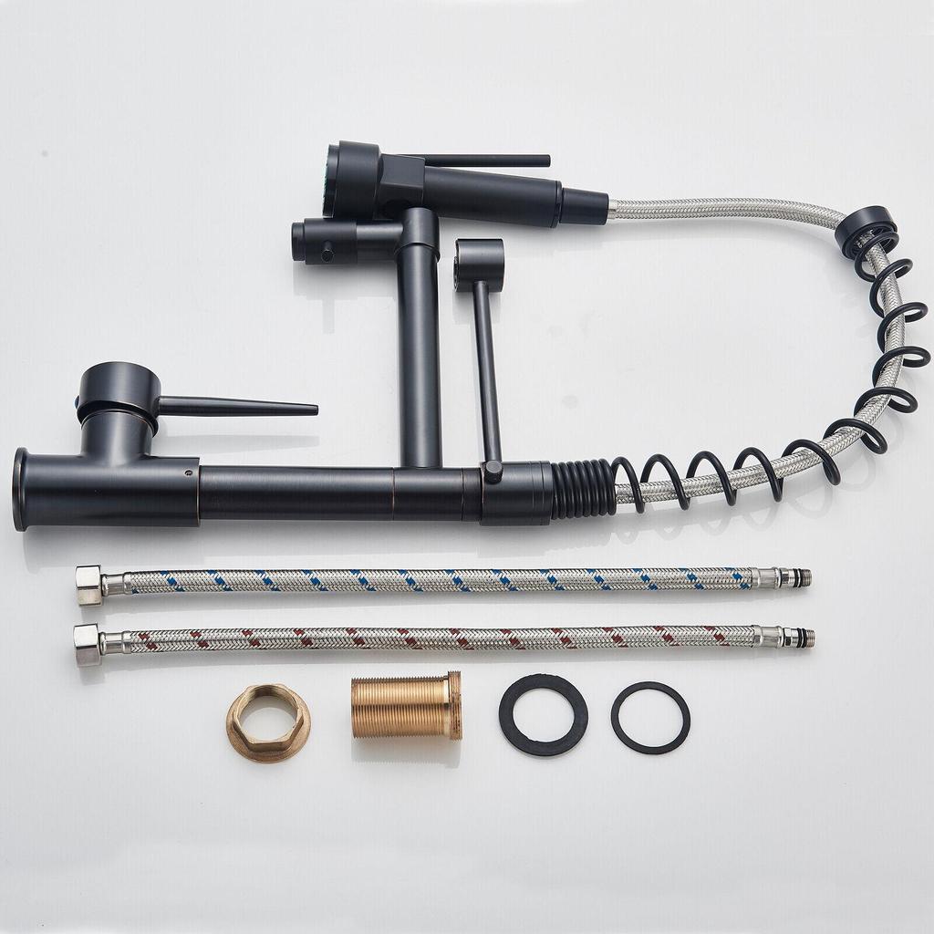 Sink Faucet, Black Kitchen Faucet with Pull Down Sprayer Commercial Stainless Steel Laundry Single Handle Pull Out Kitchen Faucets Black