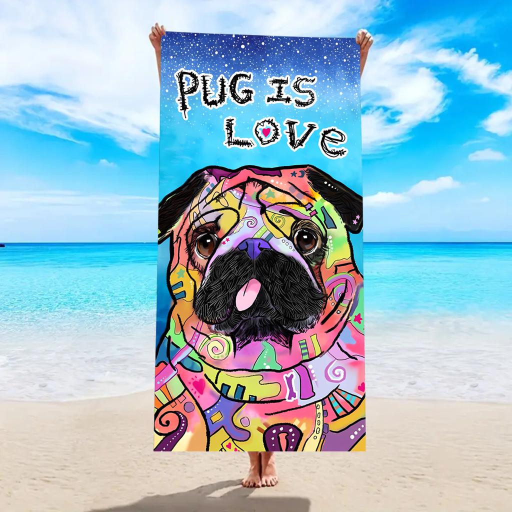 1pc Cartoon animal printed beach towel, ultra-fine fiber quick drying absorbent soft swimming towel, swimming sports towel