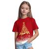 T-Shirt Girls 3D Printed Christmas Featuring Santa Claus Short Sleeve O Neck Casual Christmas Clothes Girls Top