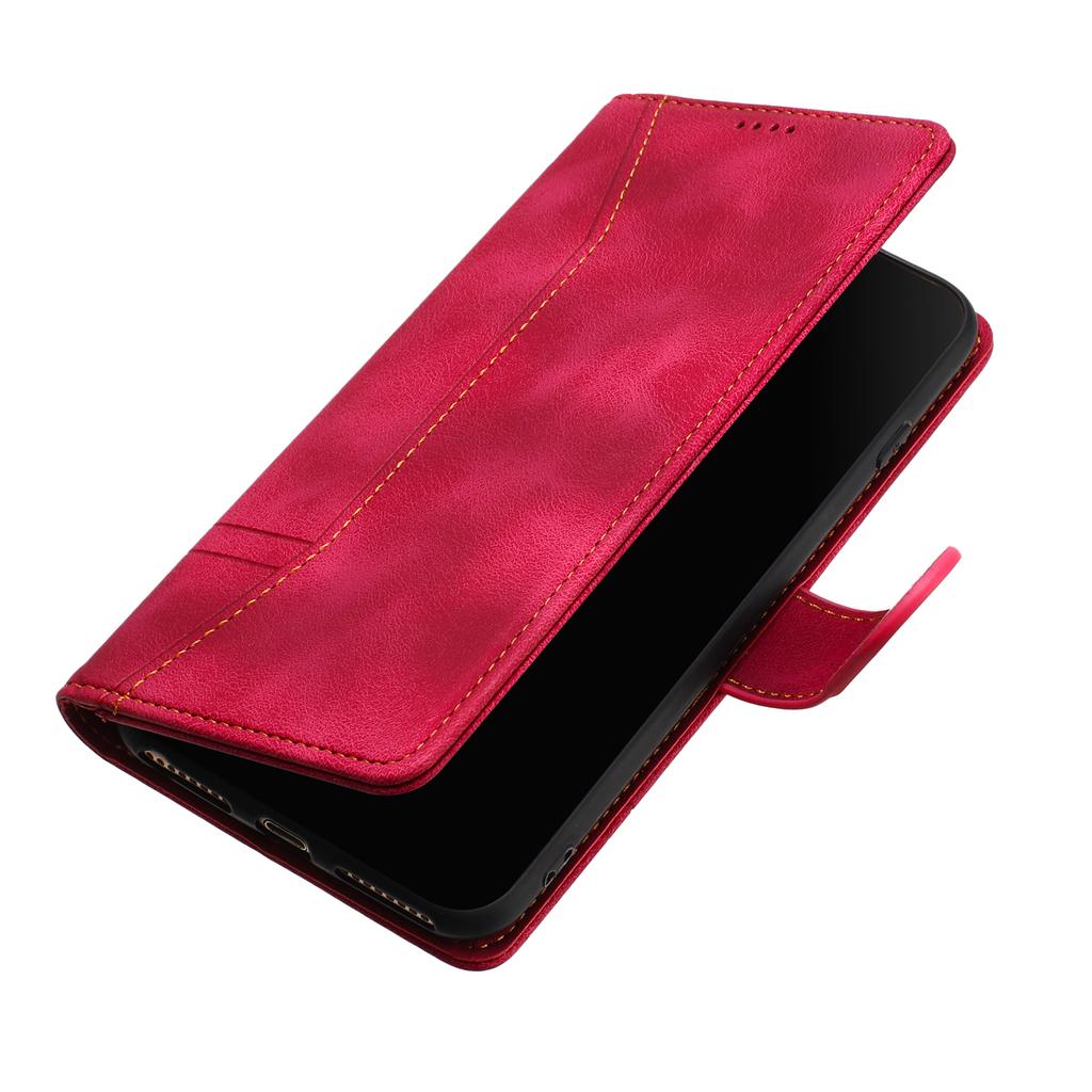 L002 For iPhone 13 Pro Max 6.7 Inch Leather Wallet Stand Phone Case Shockproof Lines Imprinted Cover