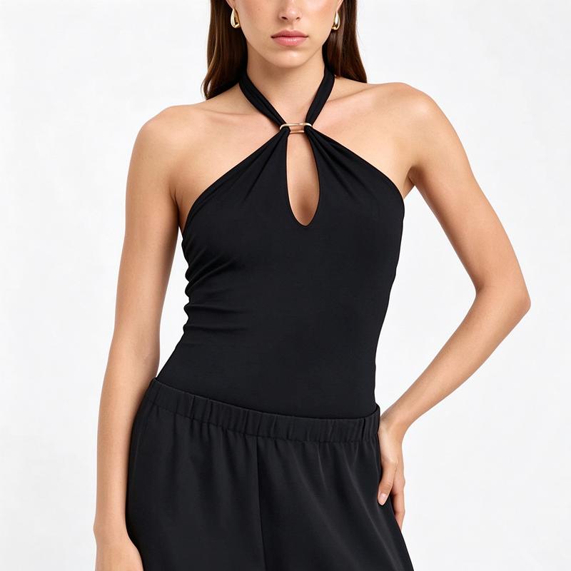 Fashion Sexy Halter Backless Camisole For Women Slim Black White Female Clothes Women's Sleeveless Tank Top