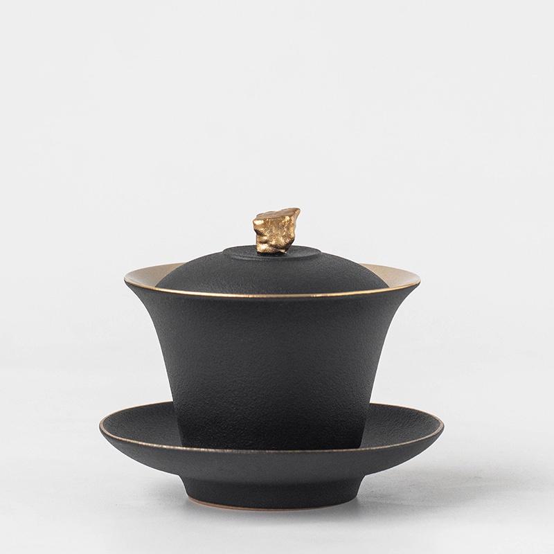 150ml Ceramic Covered Bowl Japanese Style Tea Bowl Vintage Tea Cup